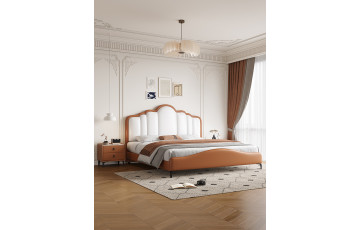 سرير جلدي قوس الصدفة طراز فرنسي 1.8 متر
